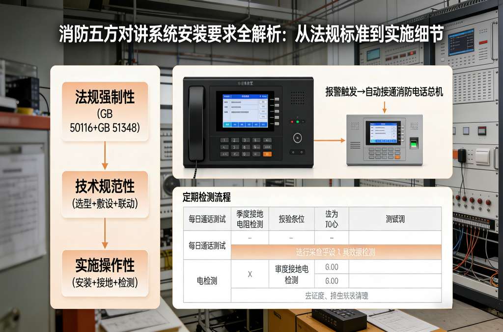 消防五方對(duì)講系統(tǒng)安裝要求全解析：從法規(guī)標(biāo)準(zhǔn)到實(shí)施細(xì)節(jié)